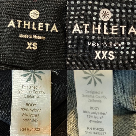 Athleta Leggings LOT of Two - Maze Be Free Knicker XXS & Plain Black Legging XS - Picture 6 of 6